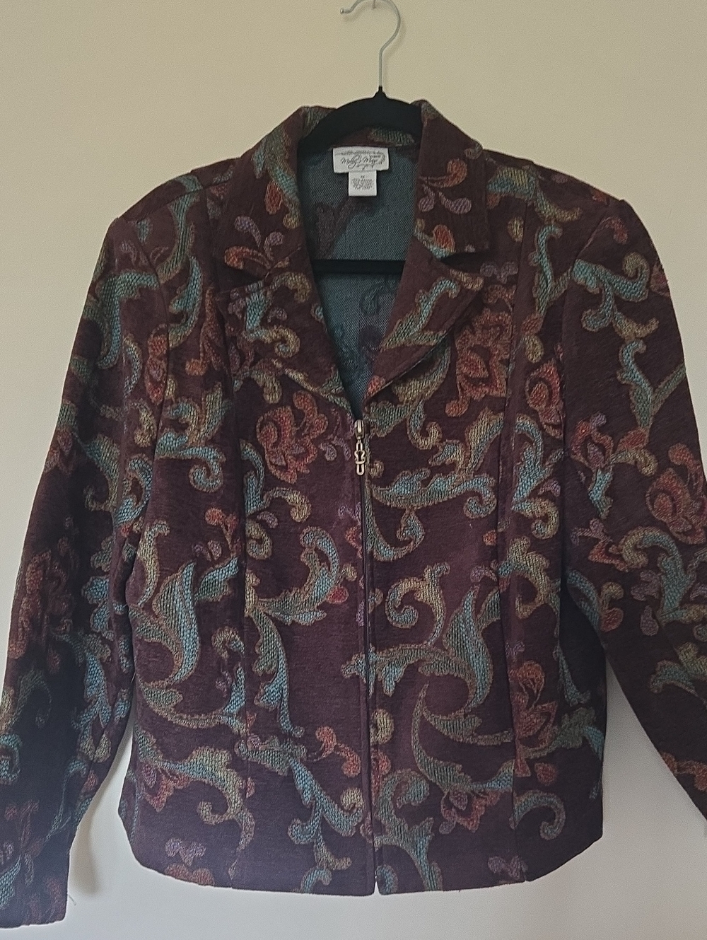 Molly & Max Jaquard Scroll-Pattern Zip Blazer